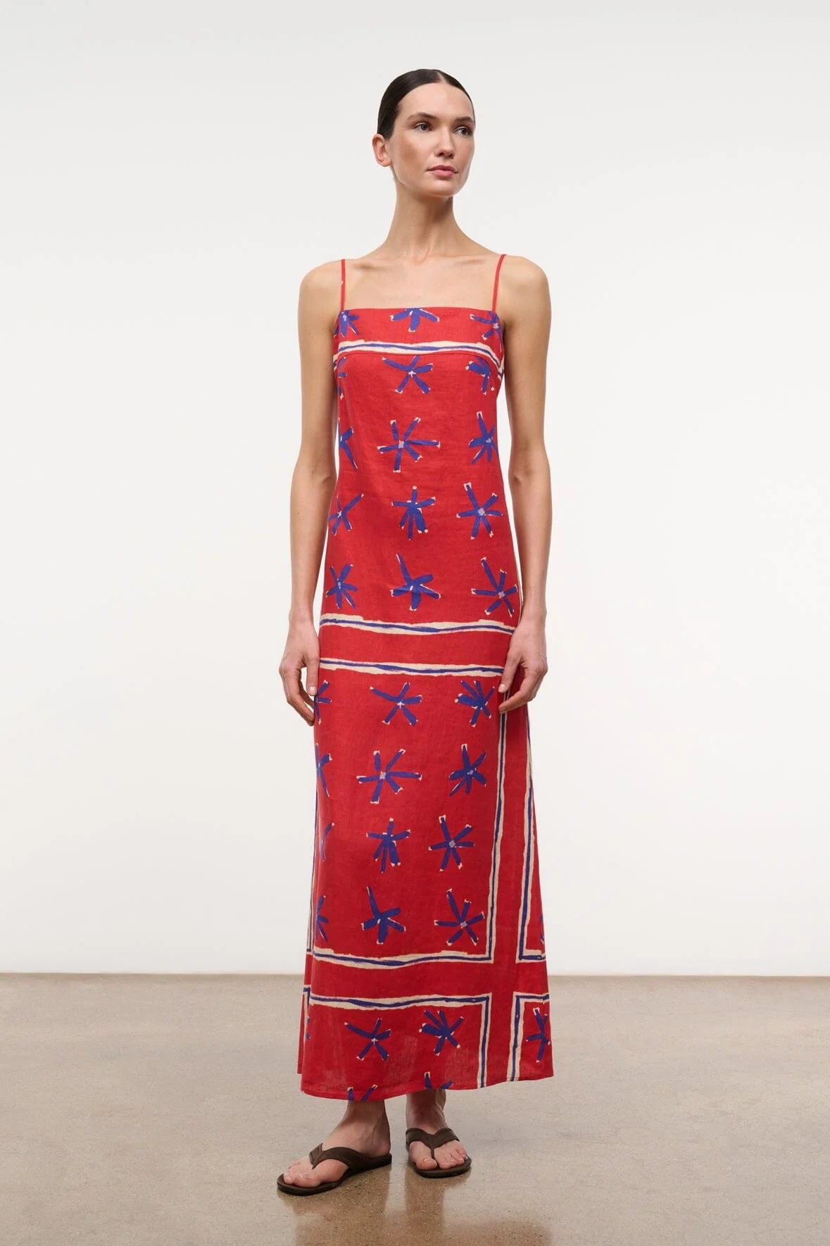 Staud Laura Linen Dress Painted - Foulard