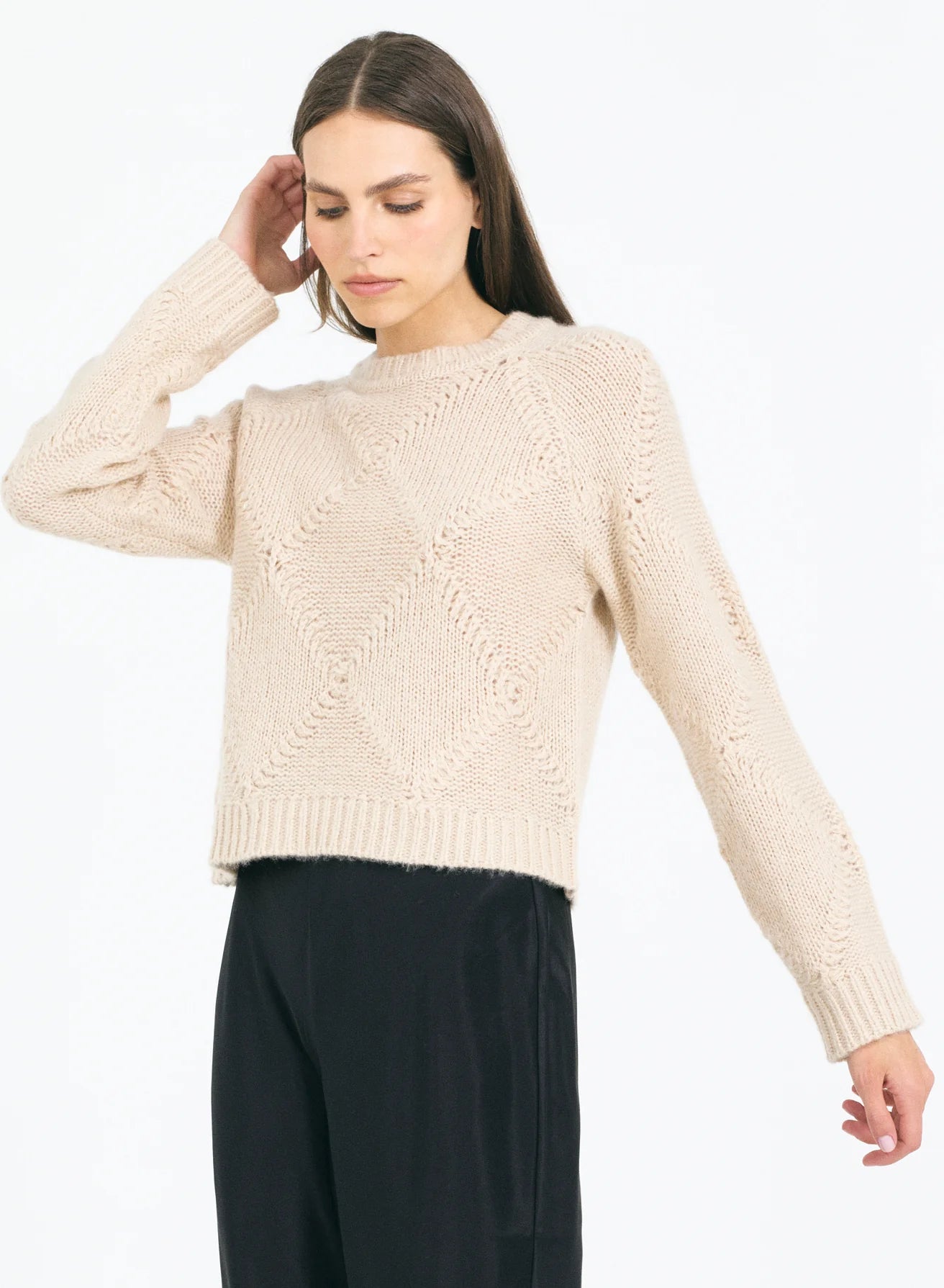 One Grey Day Agnes Crewneck - Sand Combo