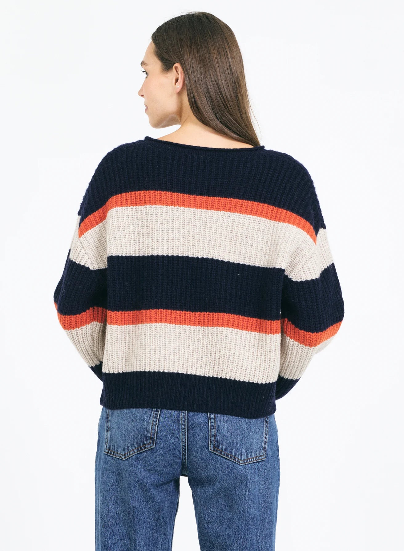 One Grey Day Yvonne Crewneck - Navy Combo