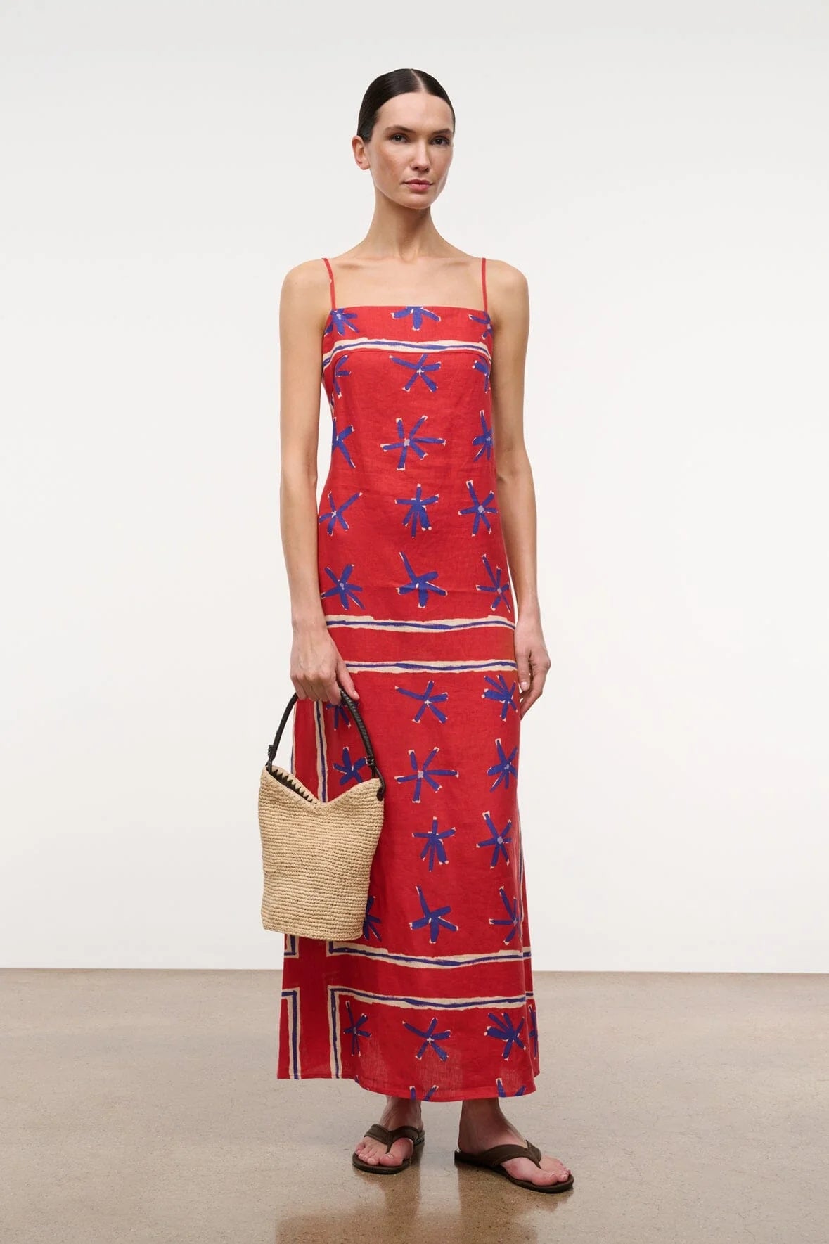 Staud Laura Linen Dress Painted - Foulard