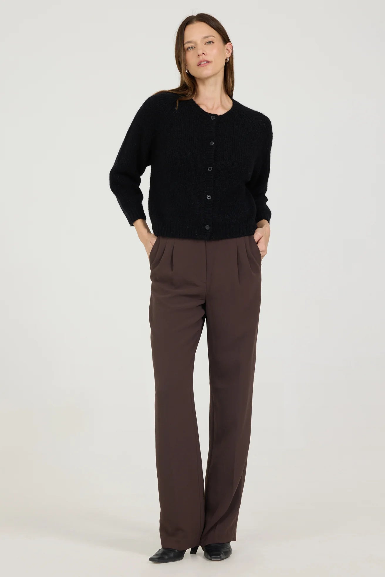 One Grey Day Eleanor Shrunken Cardigan - Black