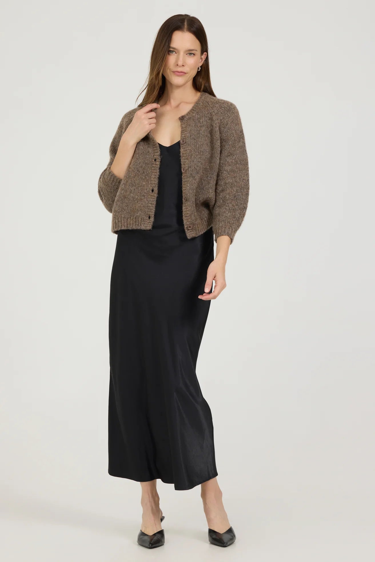 One Grey Day Eleanor Shrunken Cardigan - Husk