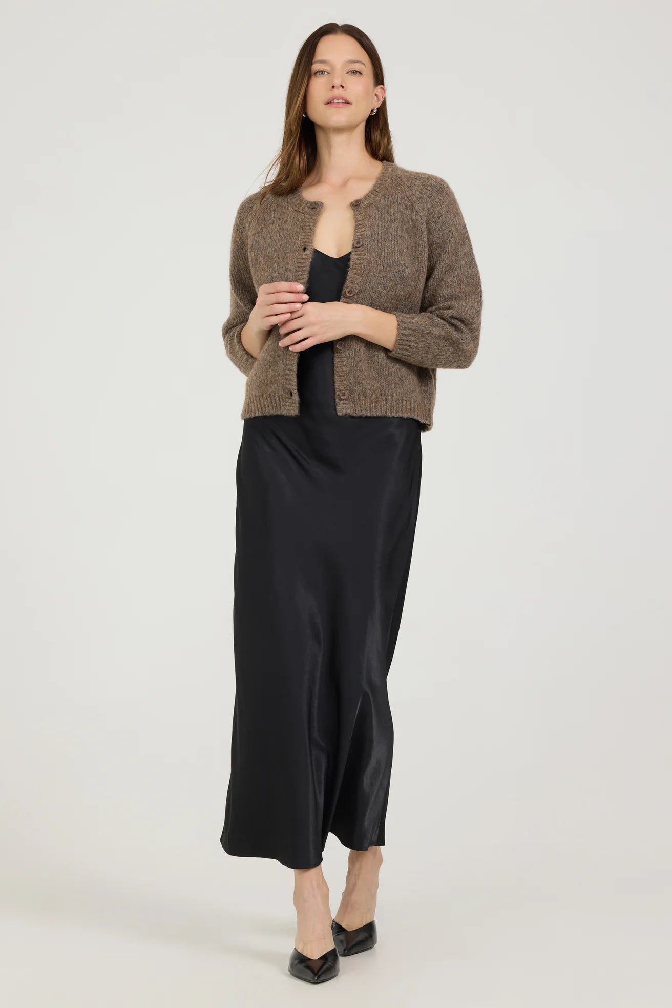 One Grey Day Eleanor Shrunken Cardigan - Husk