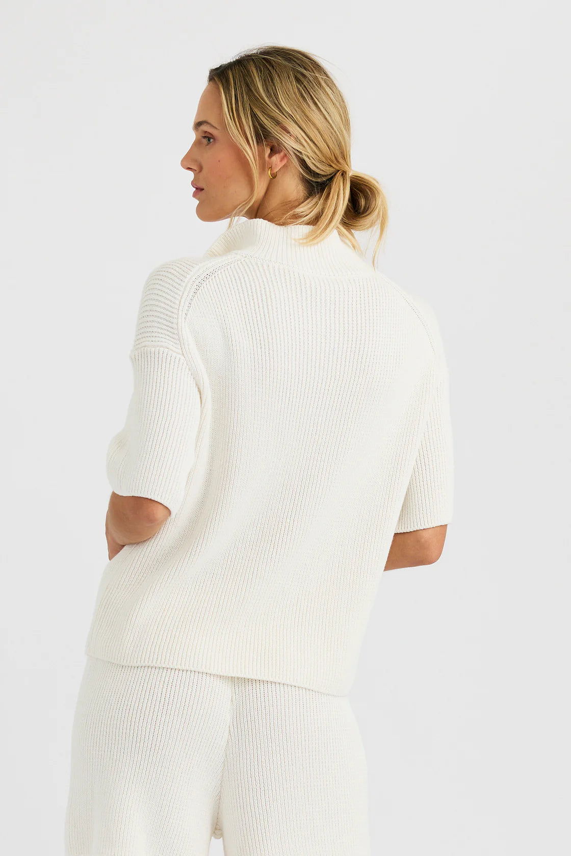 One Grey Day Graham Short Sleeve 1/4 Zip Sweater