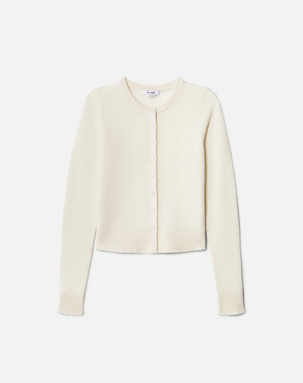 Re/Done Cashmere Crewneck Cardigan - Ivory