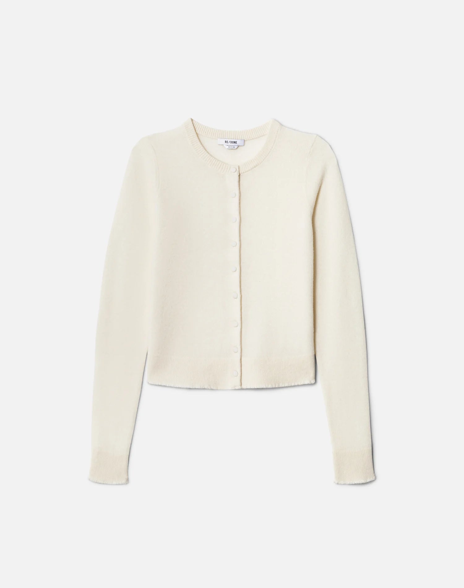 Re/Done Cashmere Crewneck Cardigan - Ivory