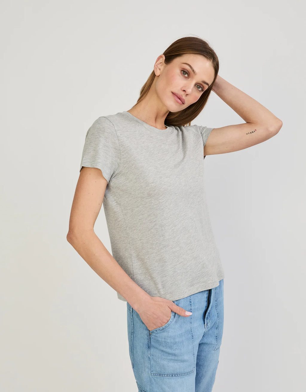 Maison Wheat Charlotte Crew Neck Tee - Heather Grey
