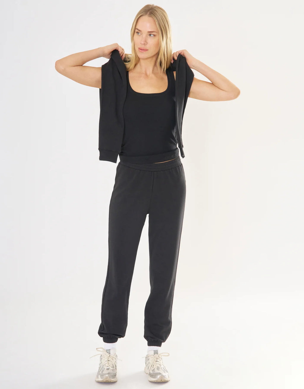 Maison Wheat Franklin Ribbed Square Neck Tank - Black