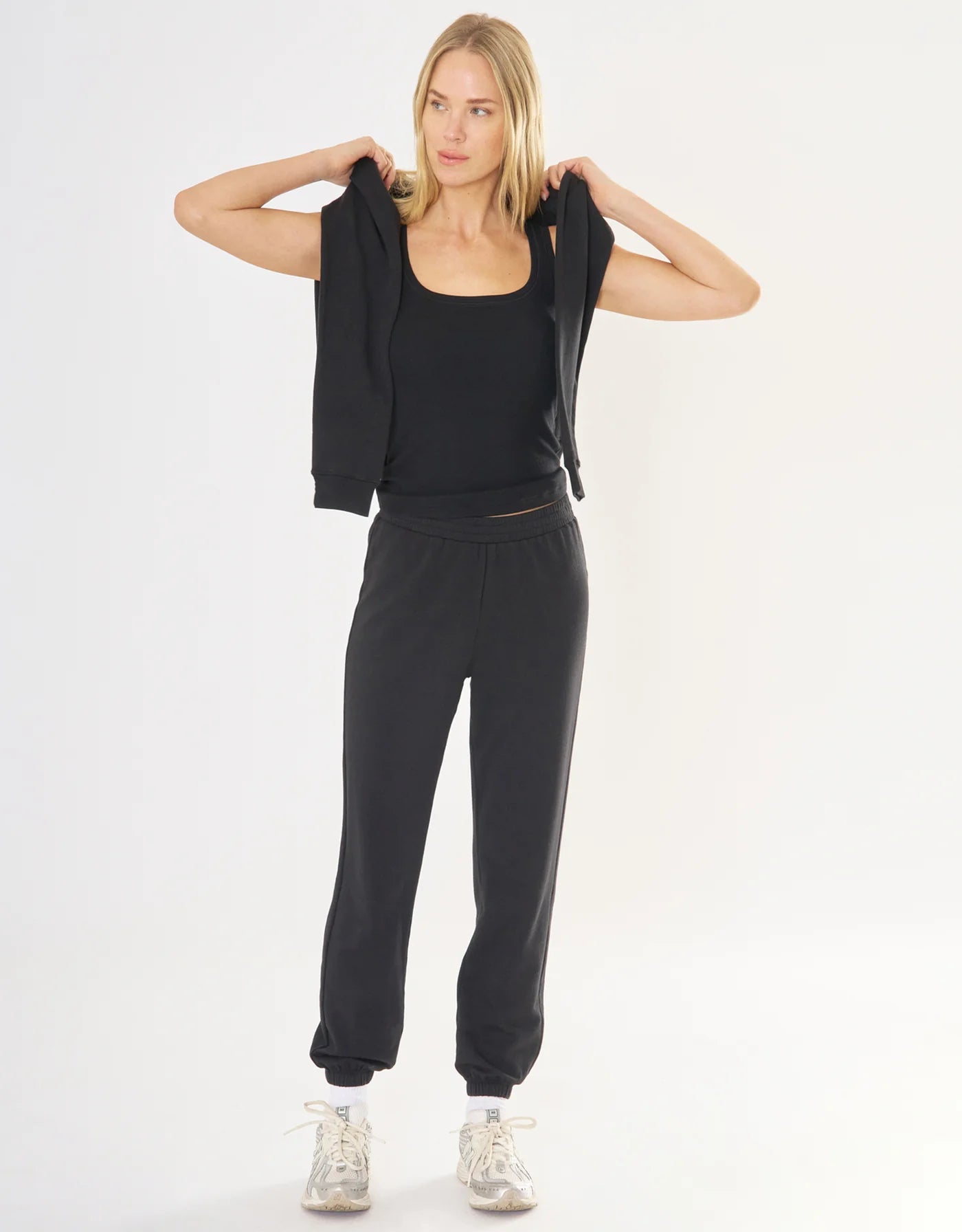 Maison Wheat Franklin Ribbed Square Neck Tank - Black