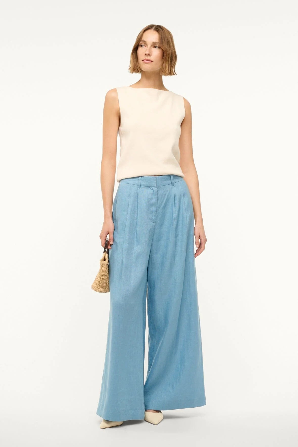 Staud Sasha Linen Pant Slate Blue