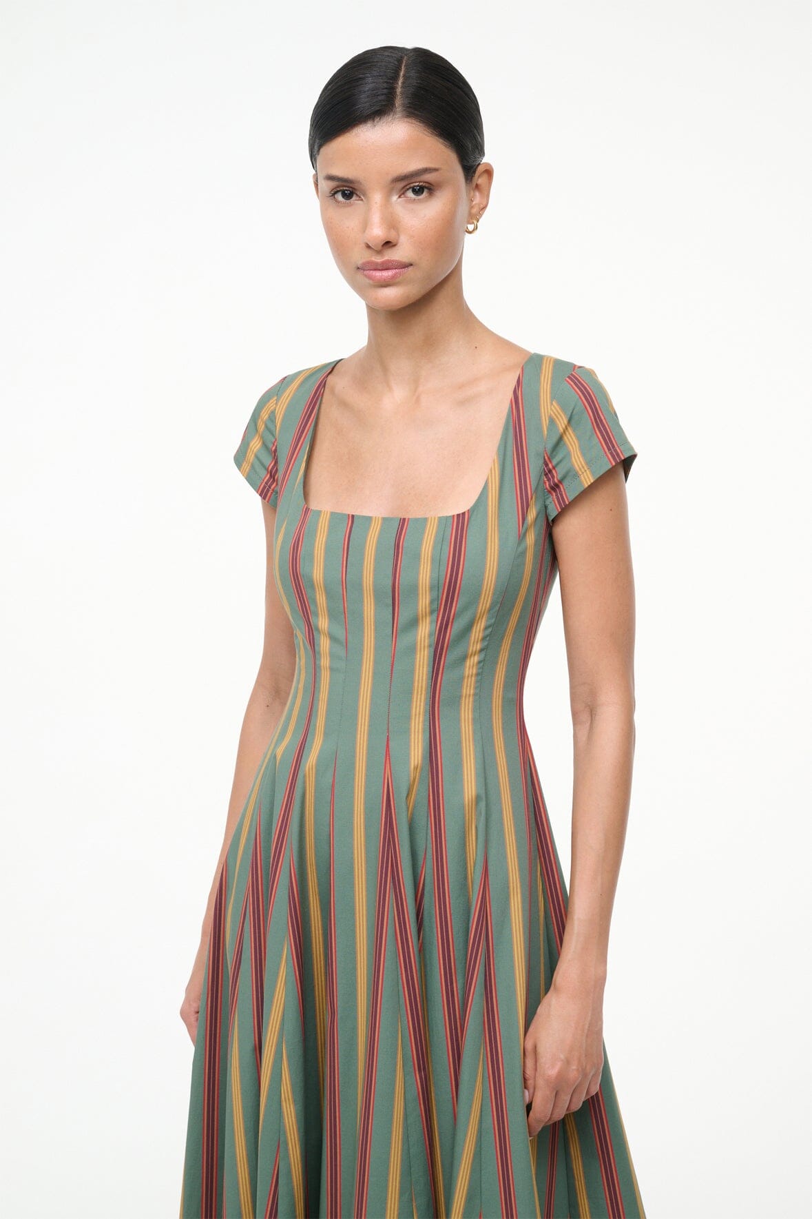 Staud Short Sleeve Wells Dress - Trailblazer Stripe