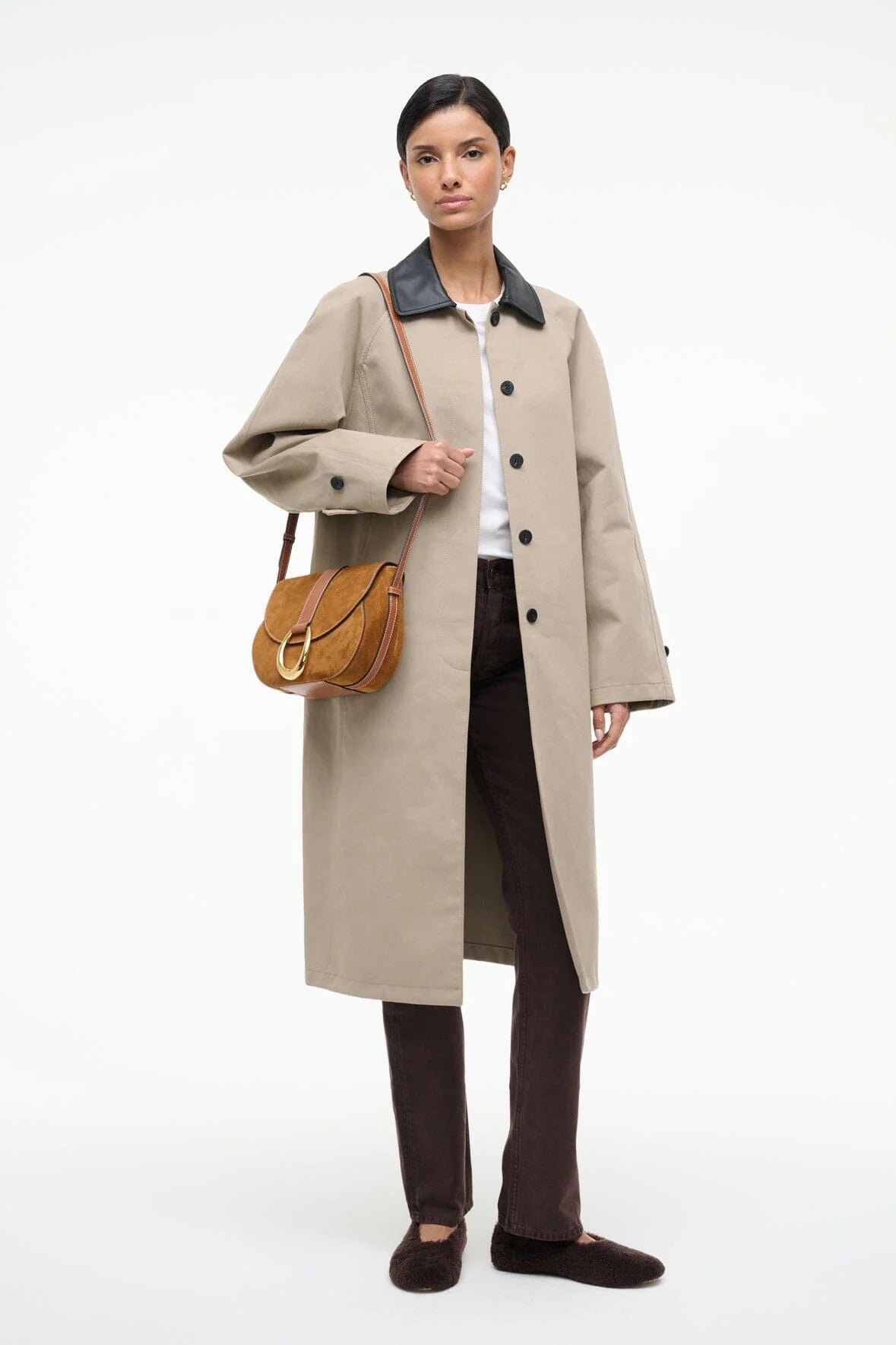Staud Bella Saddle Bag - Tan Suede