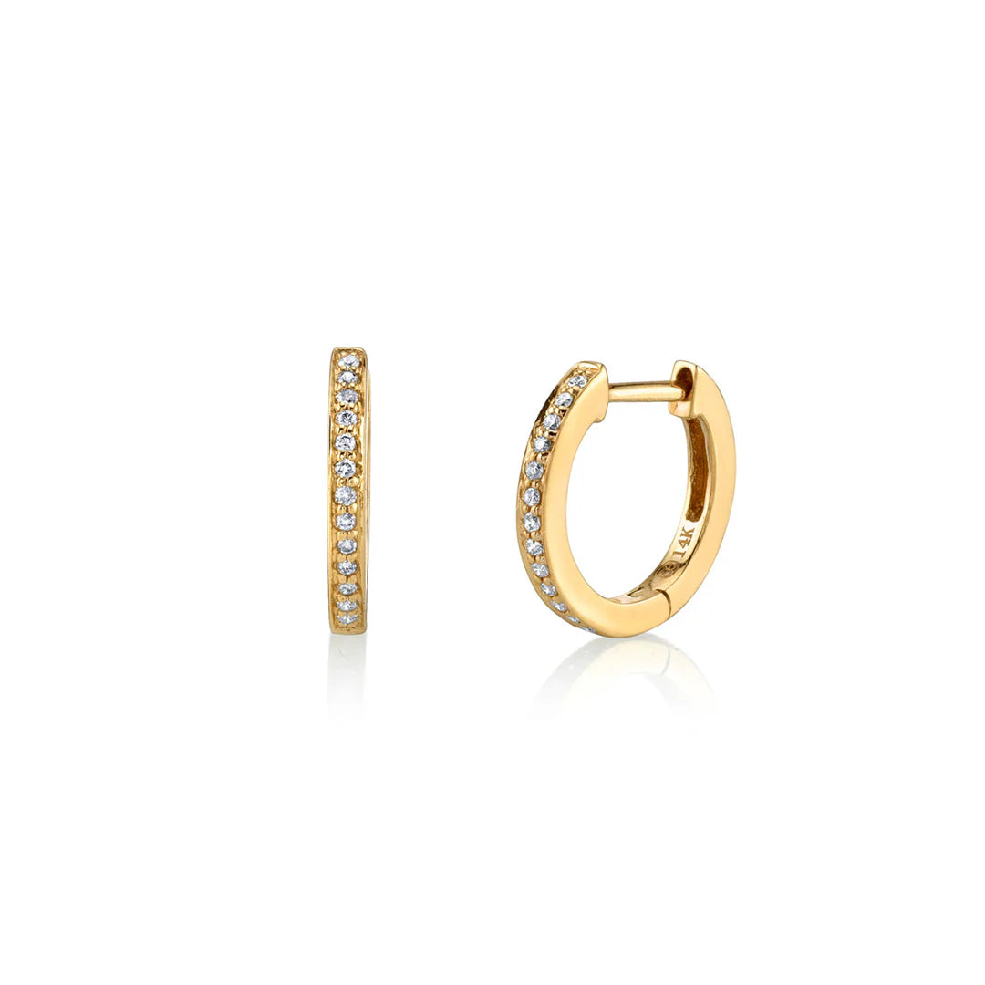 Sydney Evan Gold & Pave Diamond 9MM Huggie Hoops