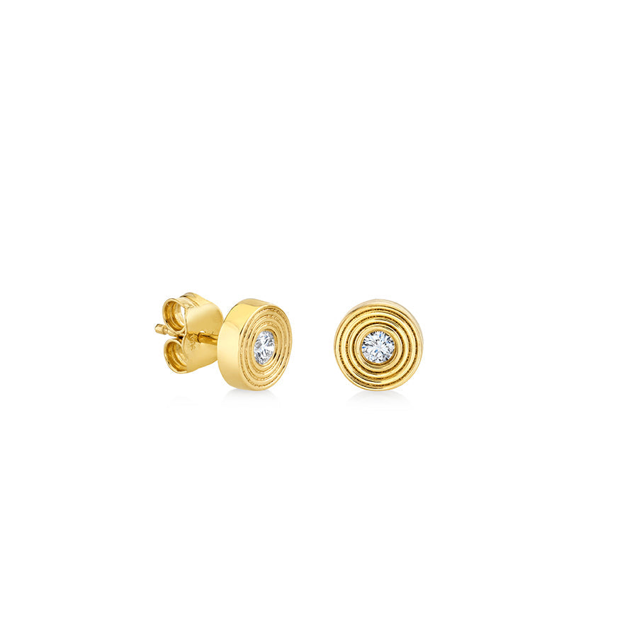 Sydney Evan Small Stone Fluted Single Stone Studs