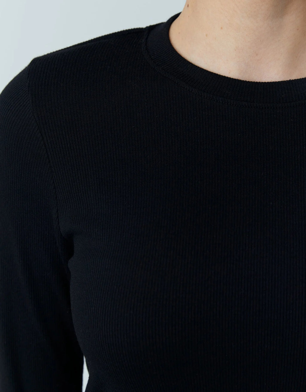 Maison Wheat Chicago Ribbed Long Sleeve  - Black