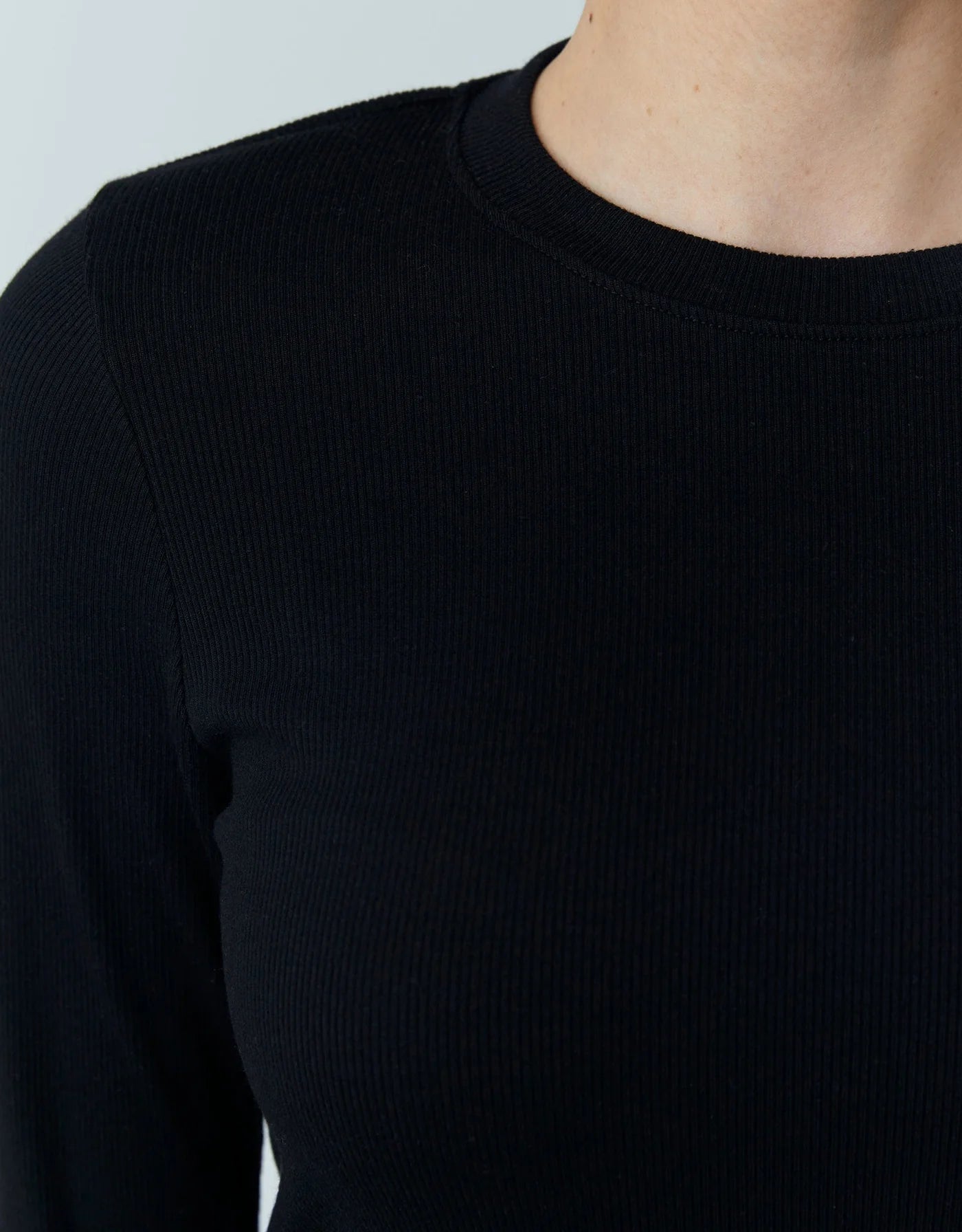 Maison Wheat Chicago Ribbed Long Sleeve  - Black