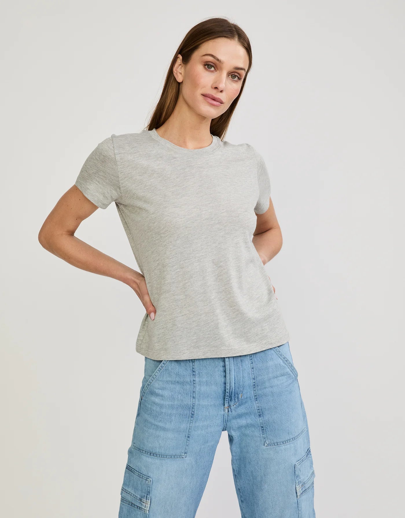 Maison Wheat Charlotte Crew Neck Tee - Heather Grey