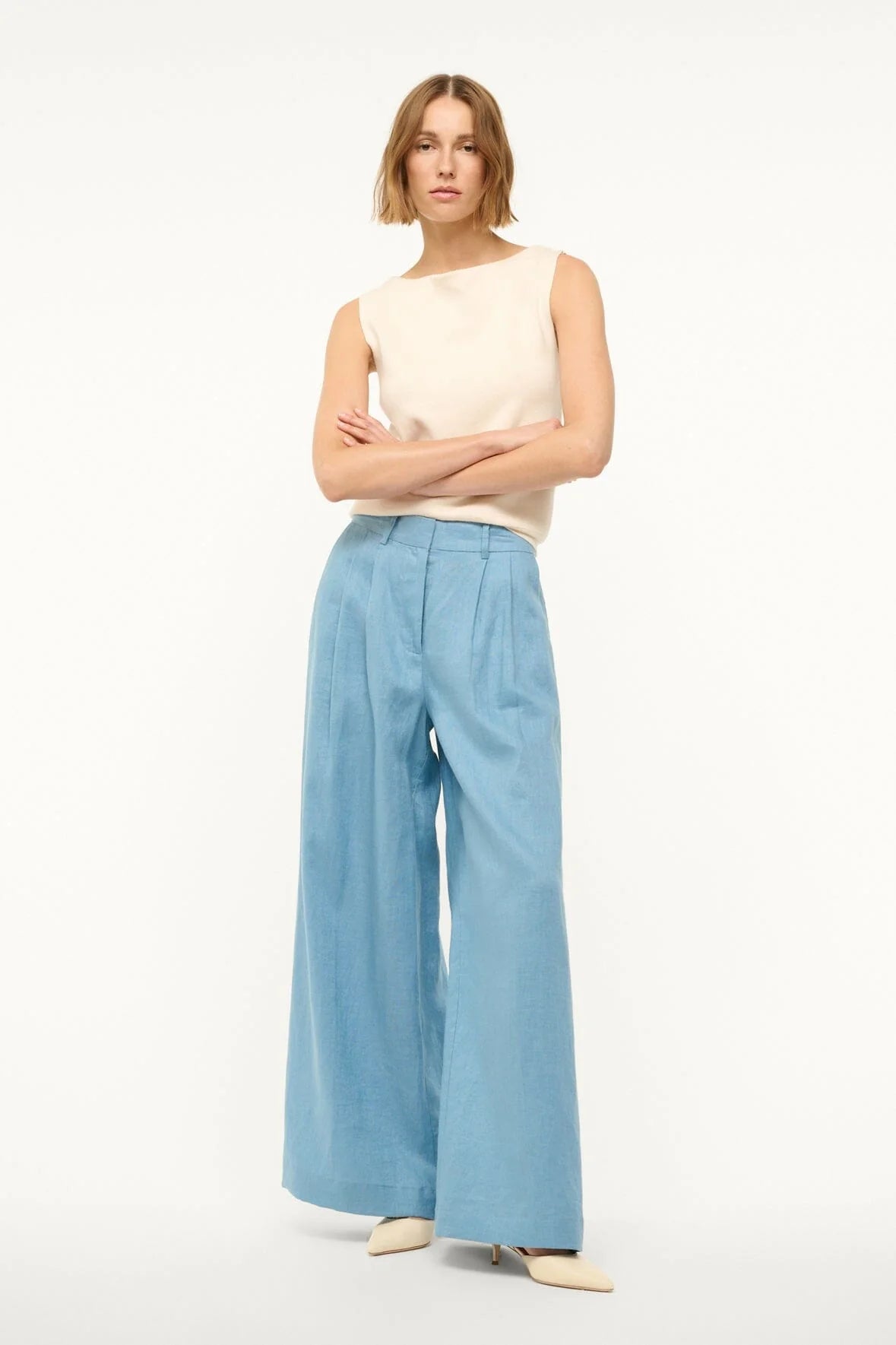 Staud Sasha Linen Pant Slate Blue