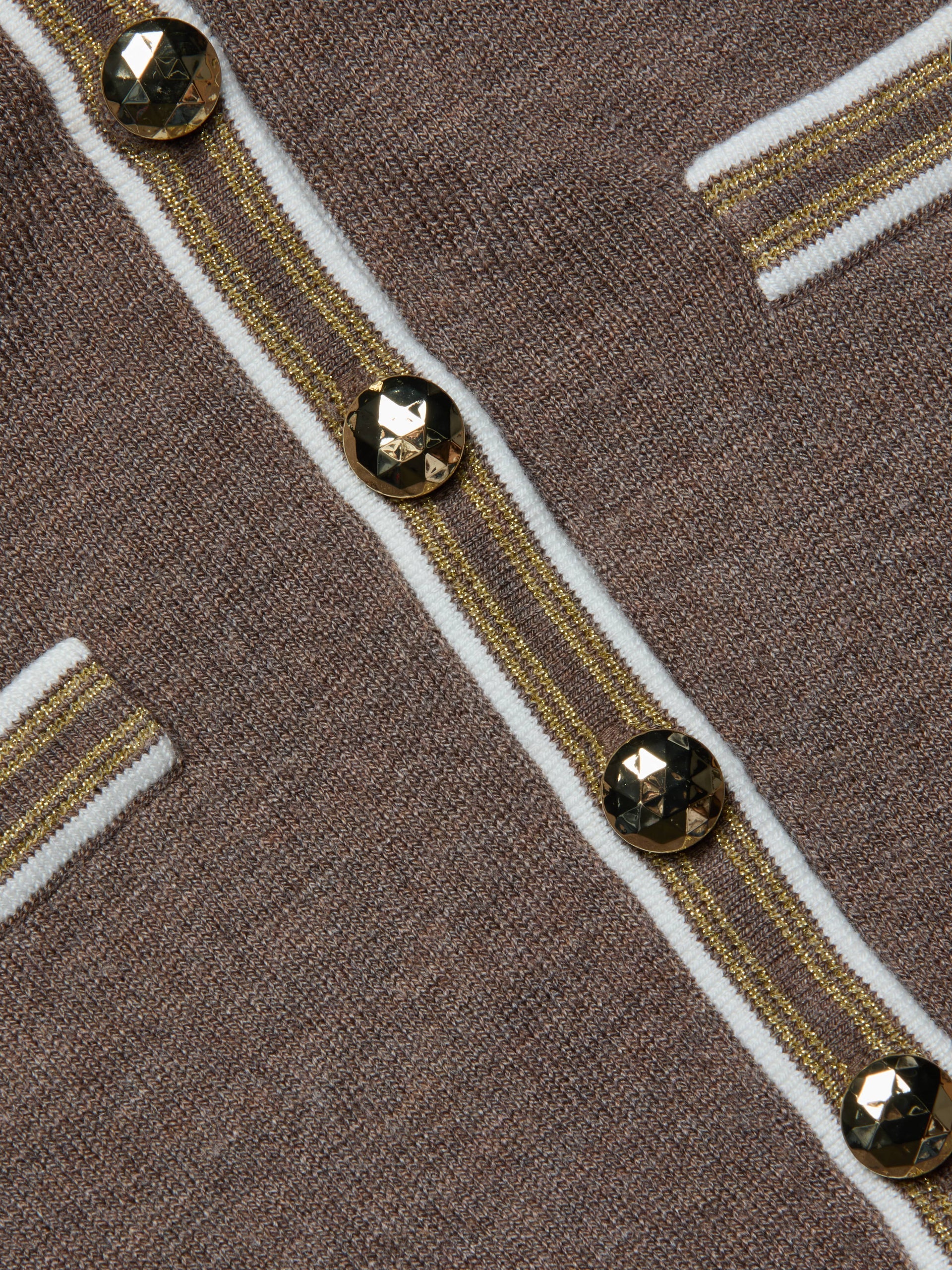 L'Agence Masaki Cropped Sweater - Deep Taupe/Ivory/Gold