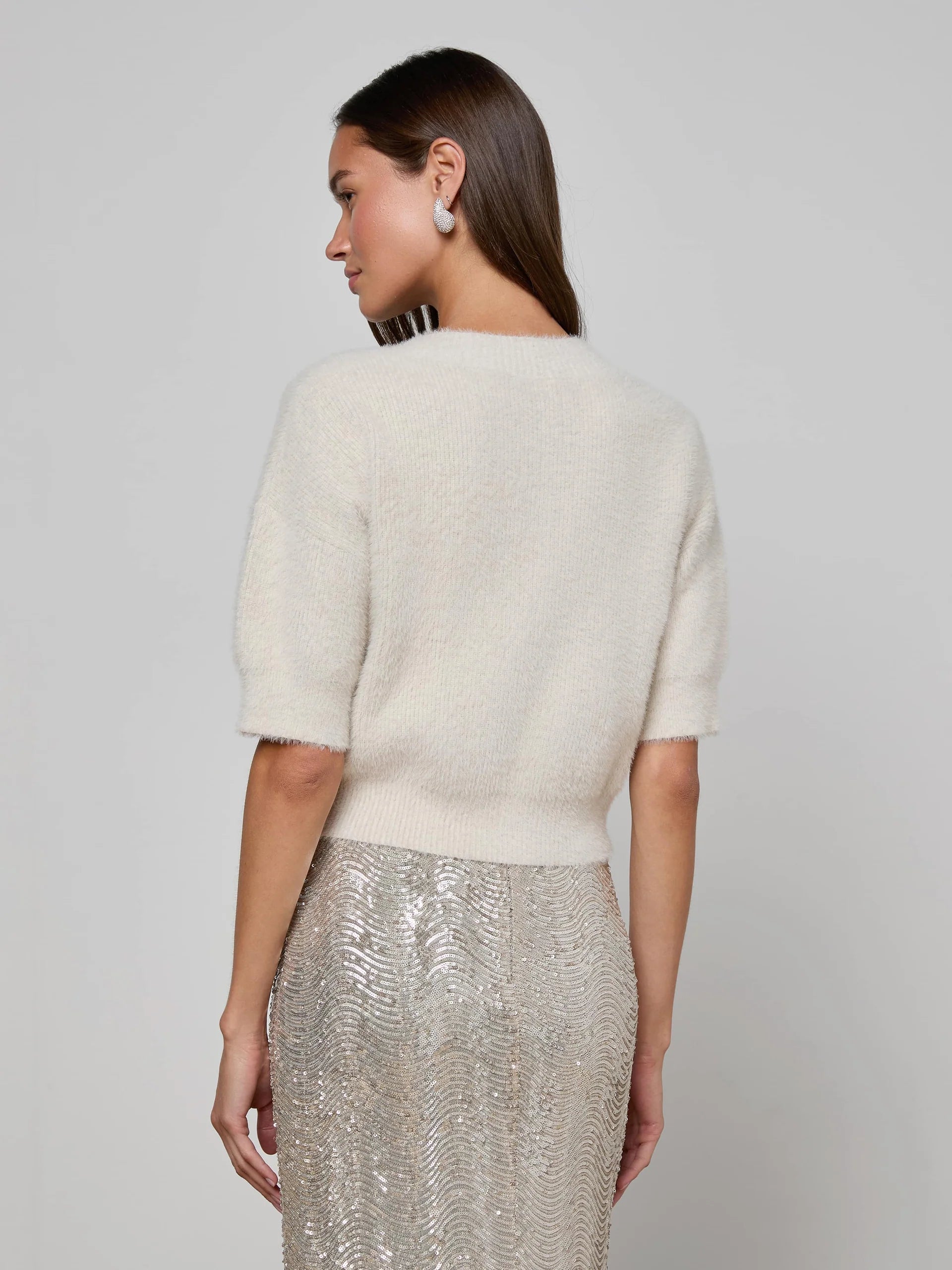 L'Agence Guinevere Cropped Pullover - Vintage White