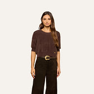 L'Agence Guinevere Cropped Pullover - Dark Java
