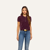 L'Agence Cirrus Cropped Polo - Dark Plum