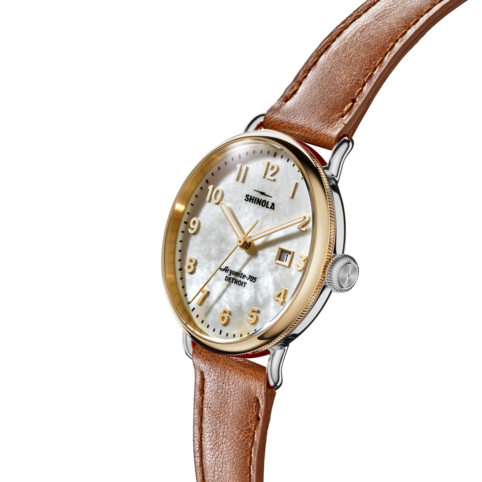 Shinola Canfield Watch 38mm - MOP/Tan Leather Straps