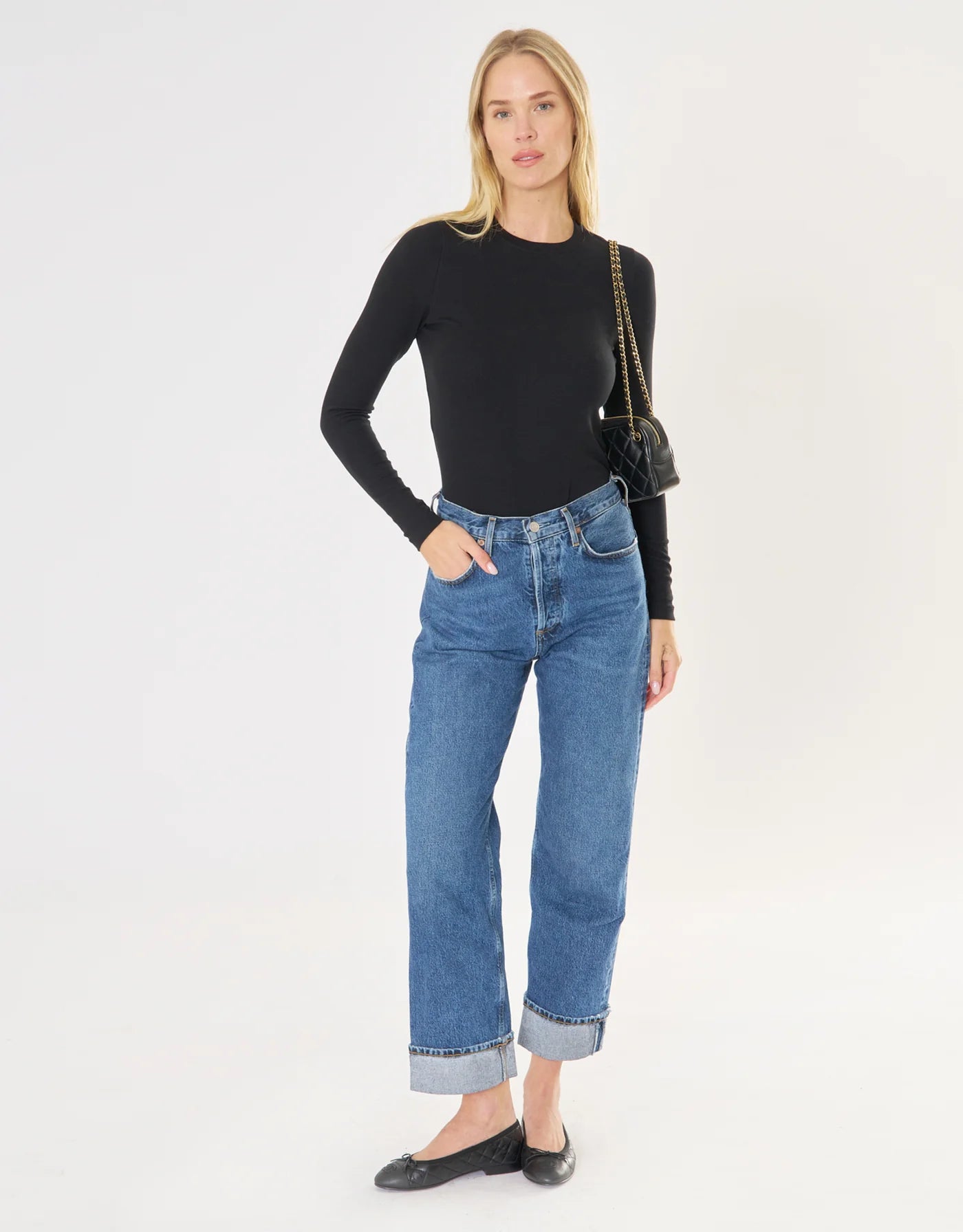 Maison Wheat Chicago Ribbed Long Sleeve  - Black