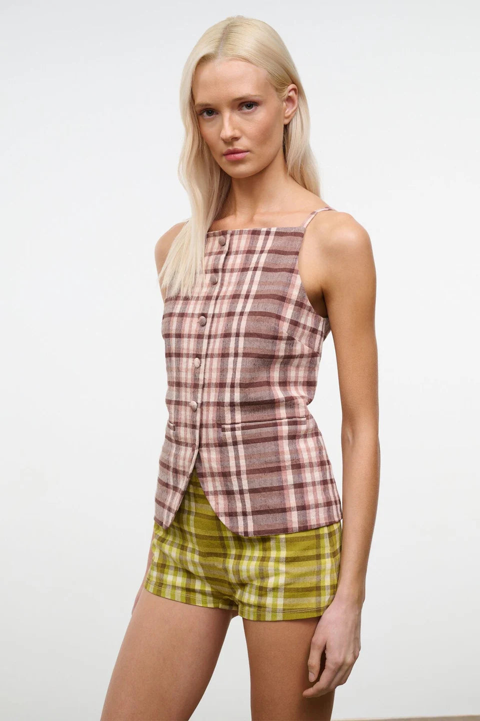 Staud Una Top. - Tuscany Plaid