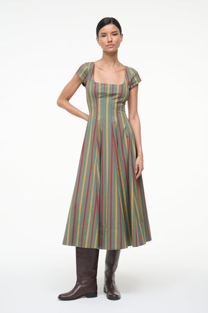 Staud Short Sleeve Wells Dress - Trailblazer Stripe