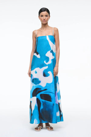 Staud Laura Linen Dress Blue Haze