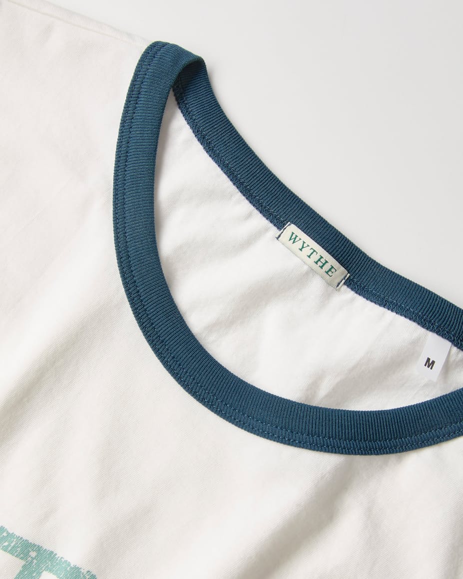Wythe "Peace" Print Tubular Ringer T-Shirt - Faded Navy