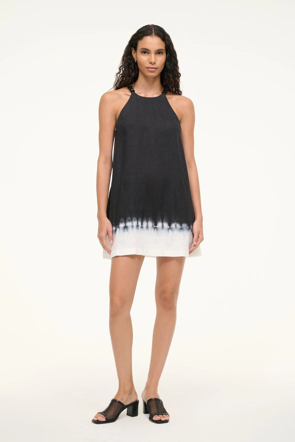 Staud Cabo Linen Dress Onyx Tie Dye