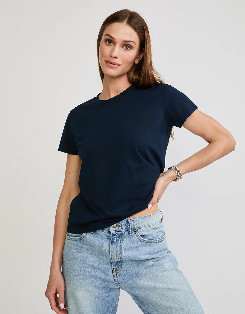 Maison Wheat Charlotte Crew Neck Tee - Navy