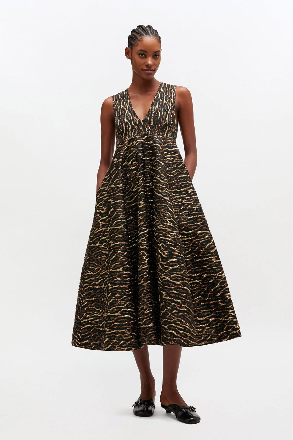 Ganni Metallic Cloque Long Dress