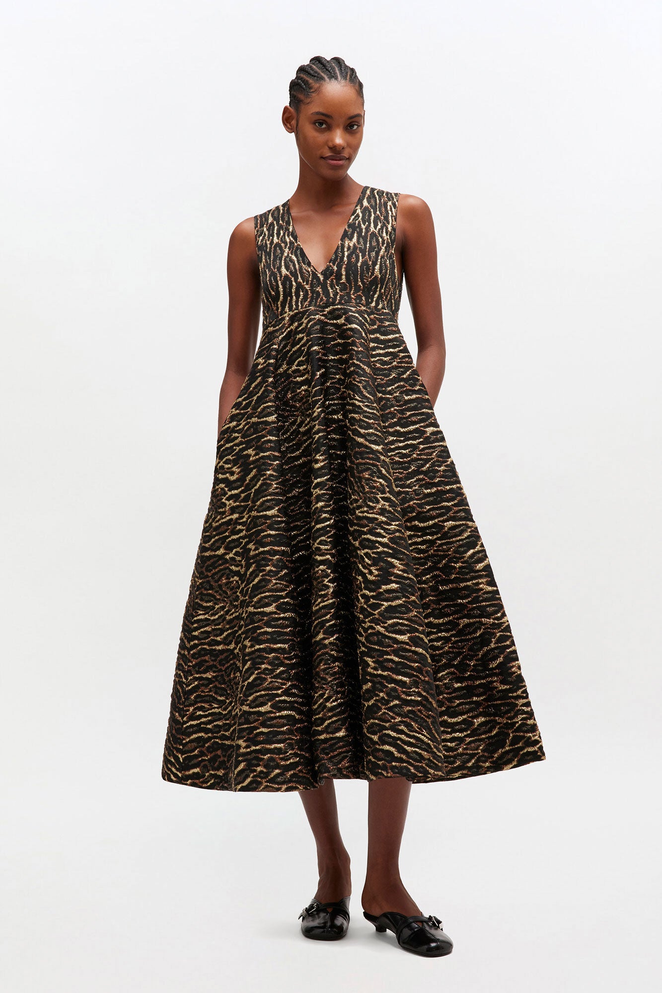 Ganni Metallic Cloque Long Dress