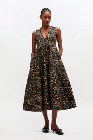 Ganni Metallic Cloque Long Dress