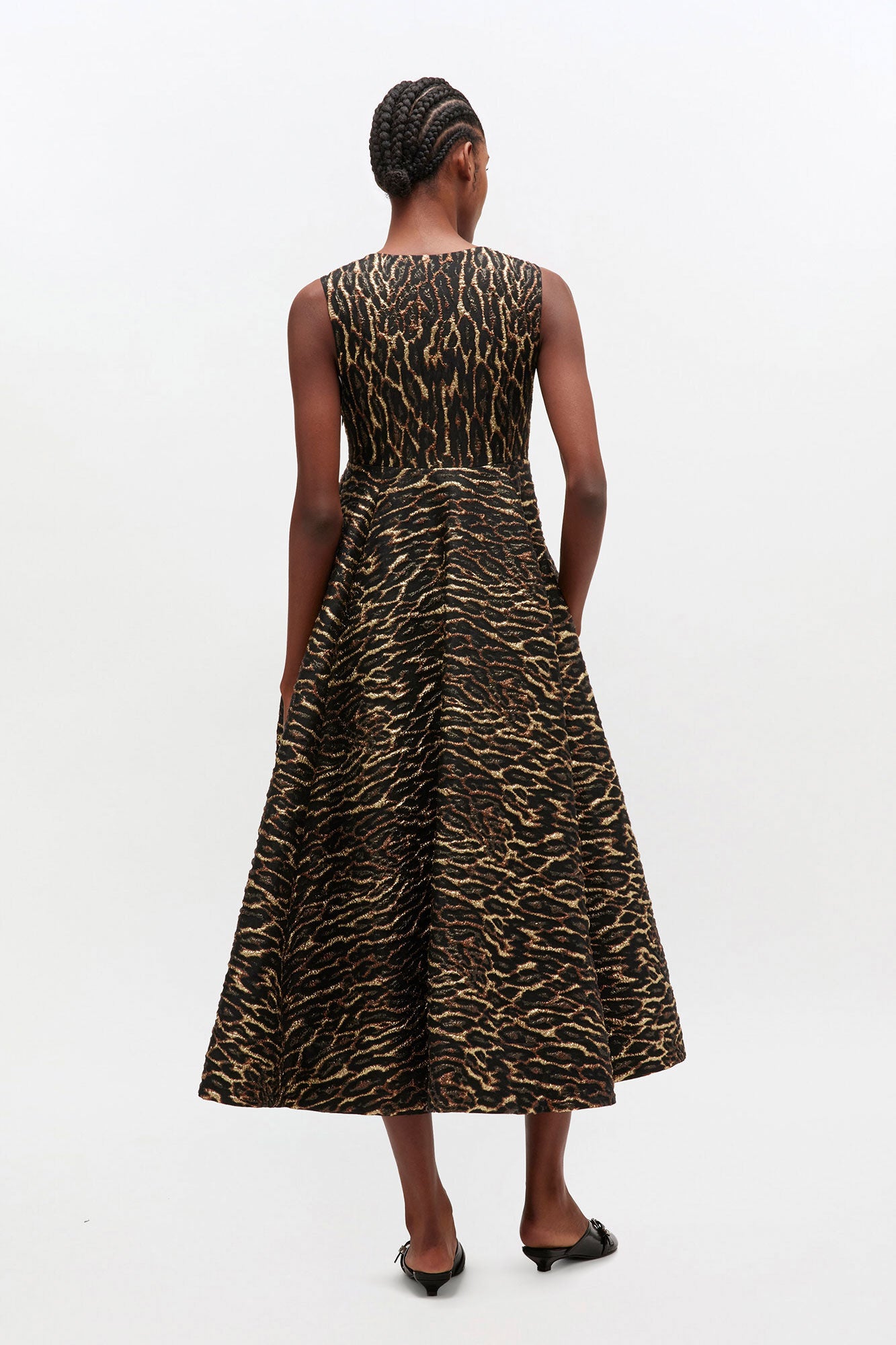 Ganni Metallic Cloque Long Dress