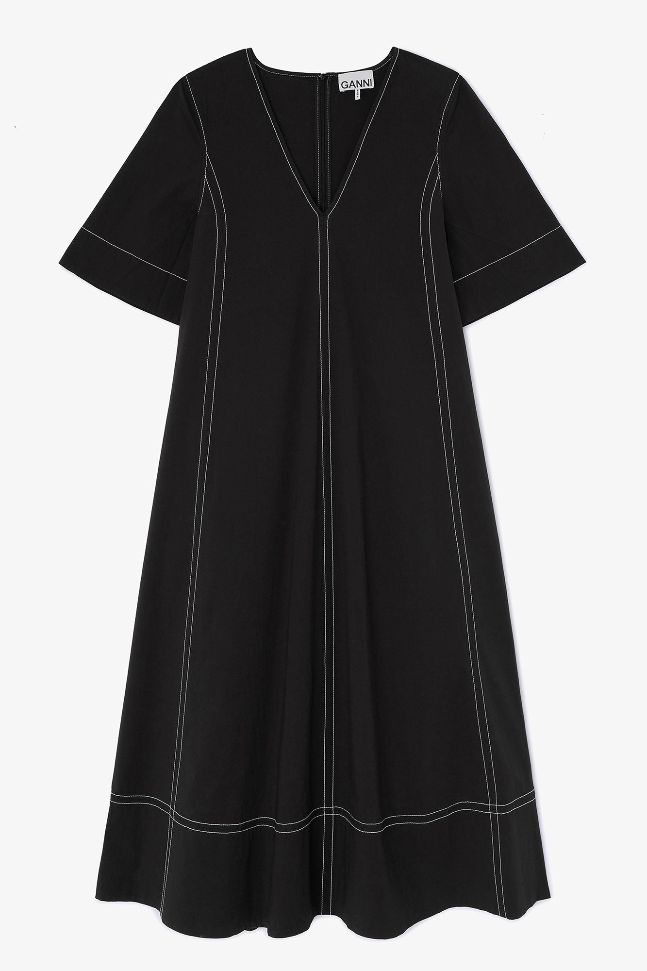 Ganni Black Cotton A-Line Dress 36 Ganni Black Cotton A-Line Dress 36