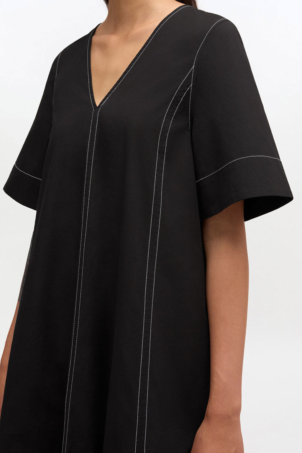 Ganni Black Cotton A-line Dress