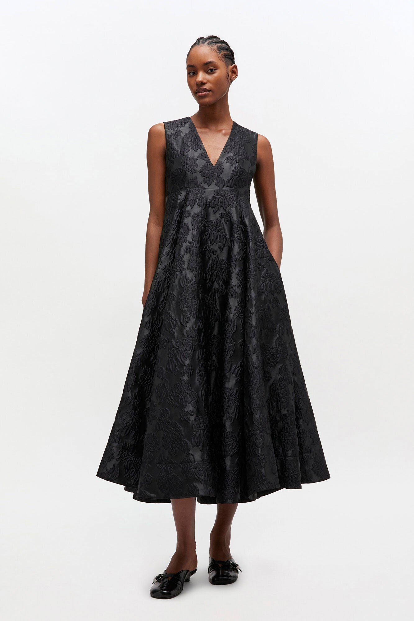 Ganni Satin Cloque Long Dress Quattro Tizi Ganni Satin Cloque Long Dress Quattro Tizi