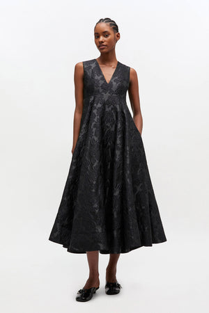 Ganni Satin Cloque Long Dress