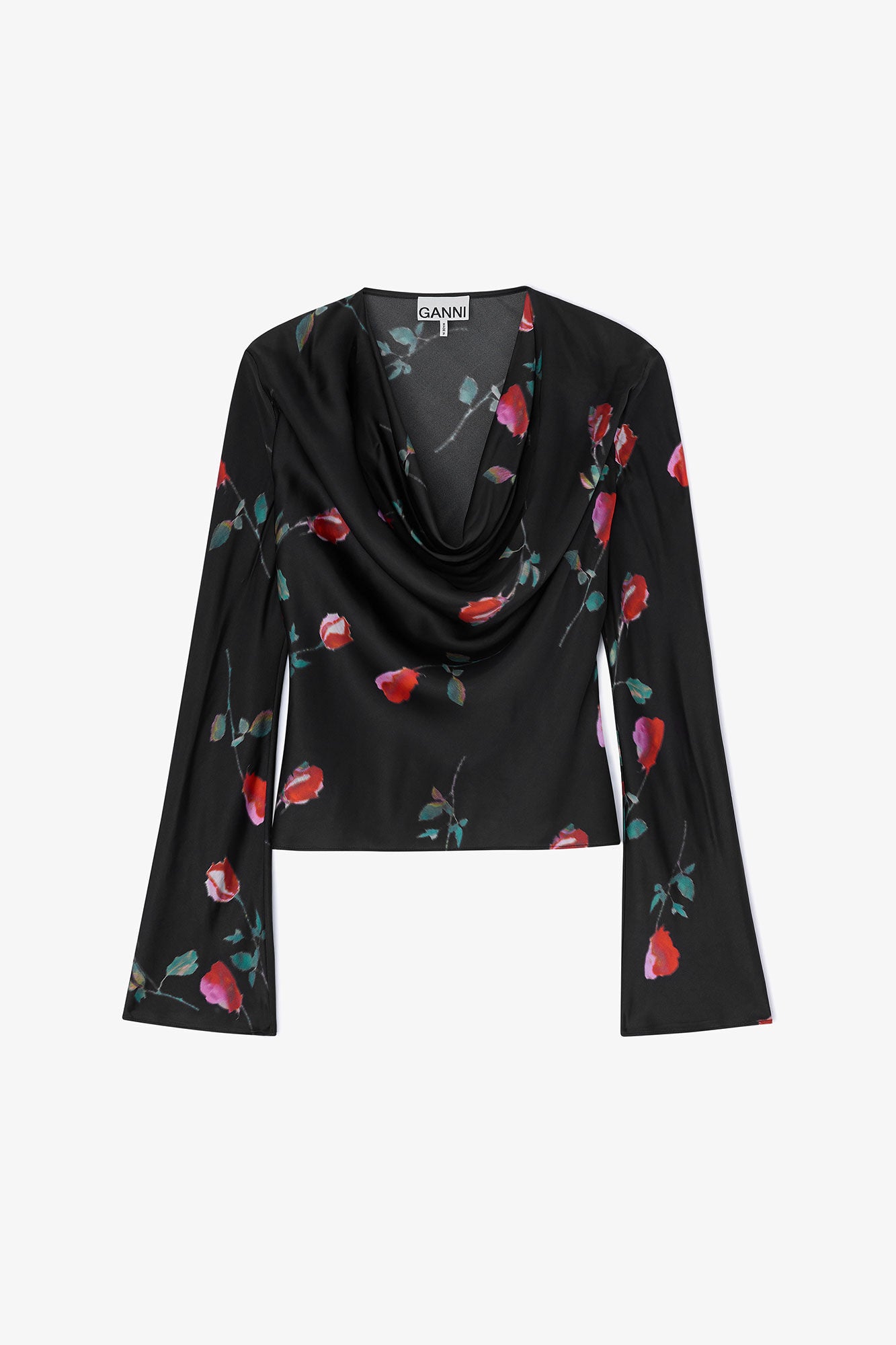 Ganni Printed Satin Blouse