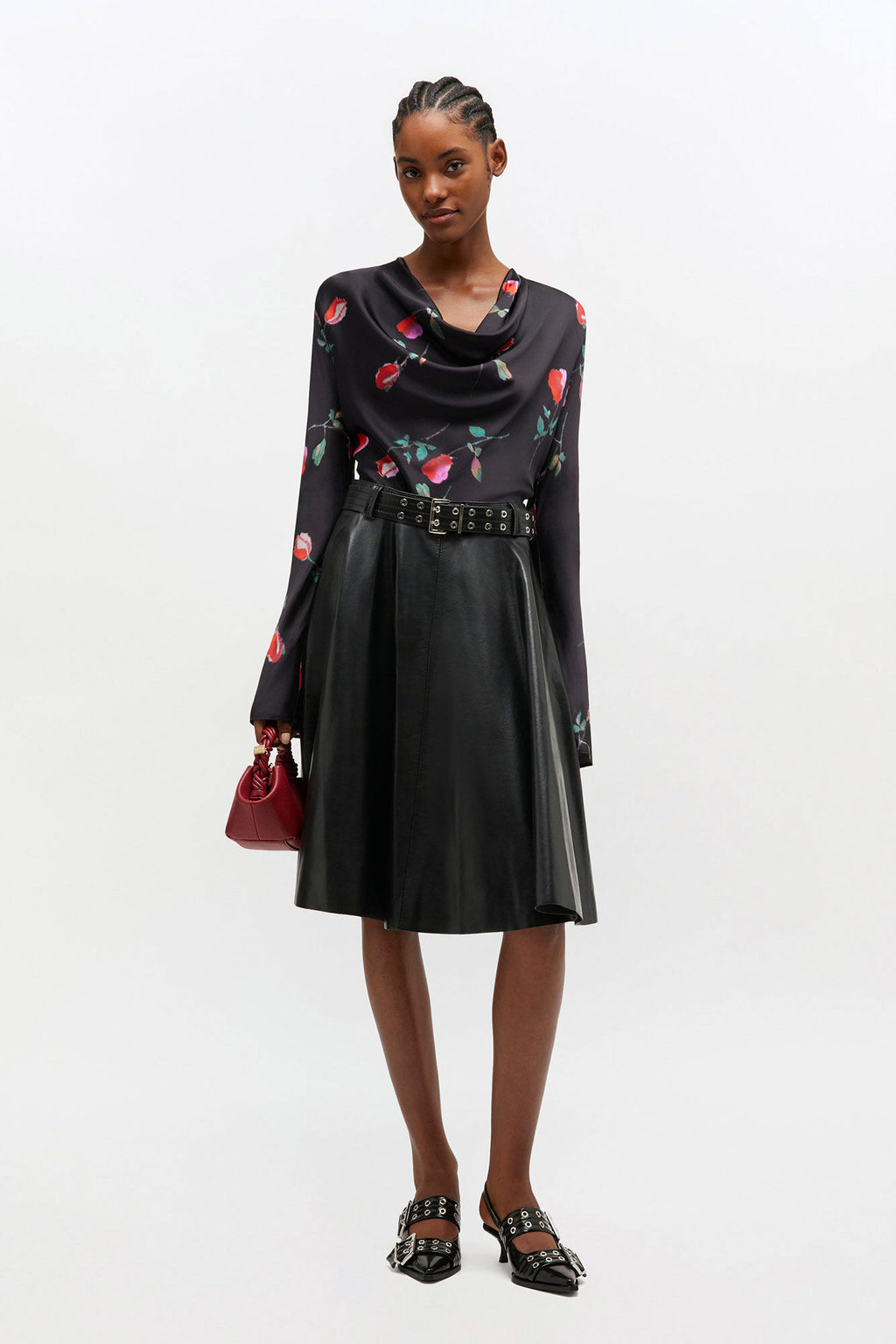 Ganni Printed Satin Blouse