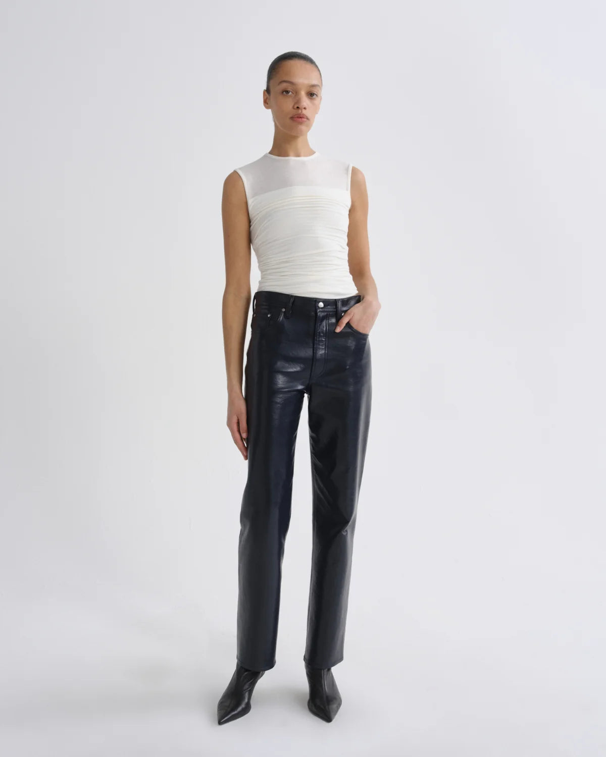 Agolde Lana in Recycled Leather  - Navy
