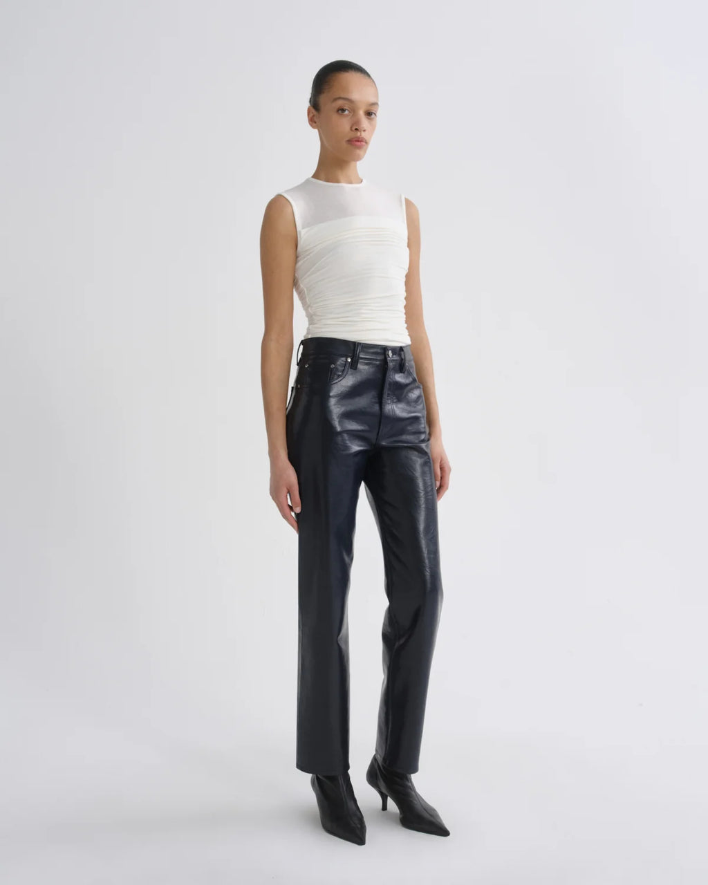 Agolde Lana in Recycled Leather  - Navy