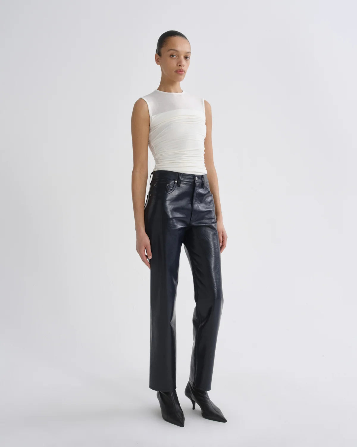 Agolde Lana in Recycled Leather  - Navy