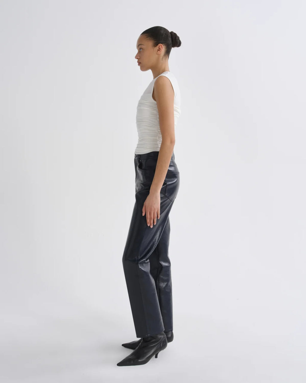 Agolde Lana in Recycled Leather  - Navy