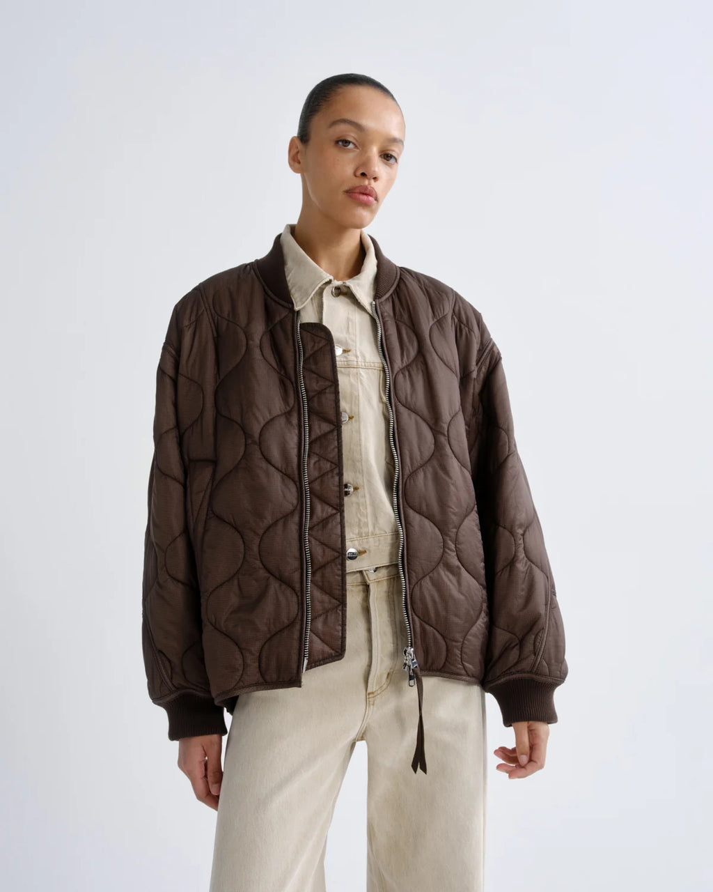 Agolde Isla Quilted Jacket  - Bourbon