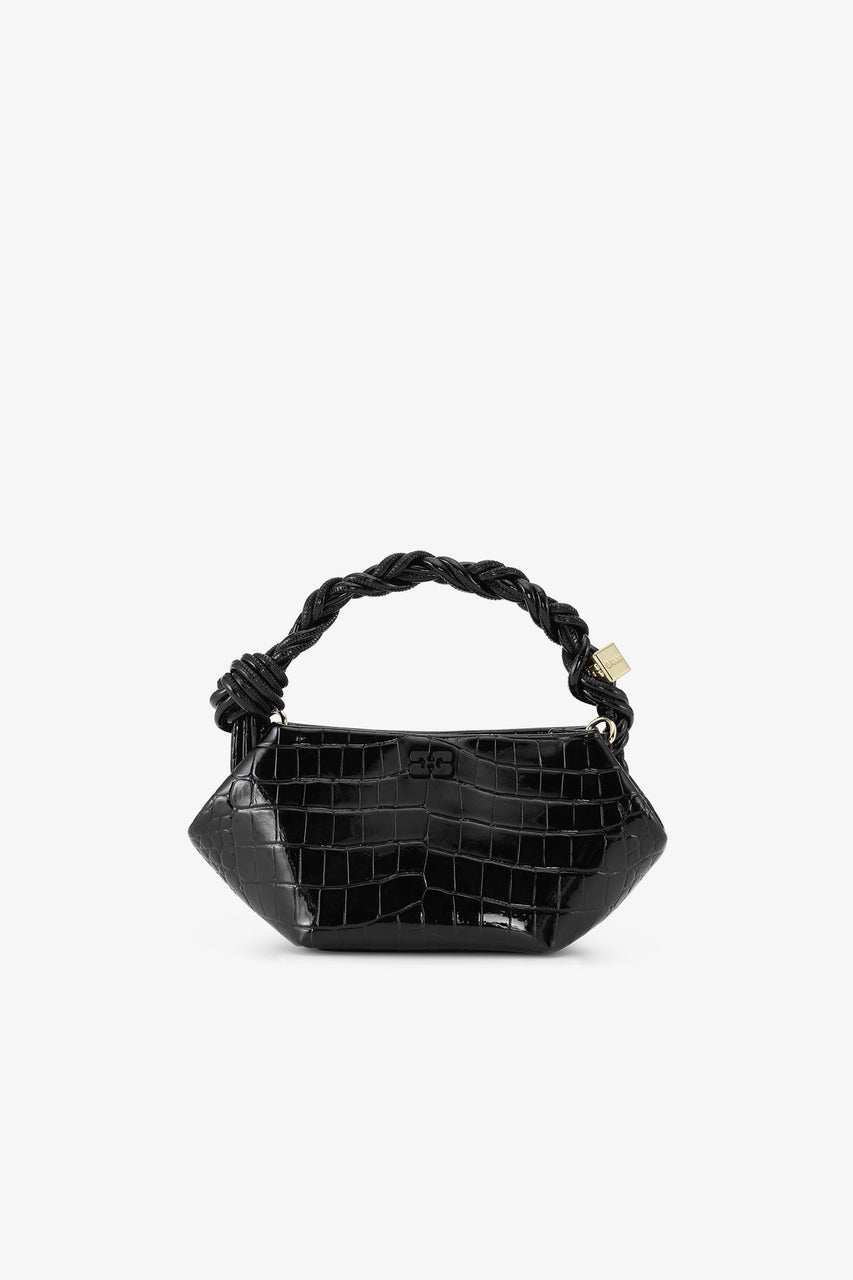 Ganni Mini Crocodile Bou Bag in Black